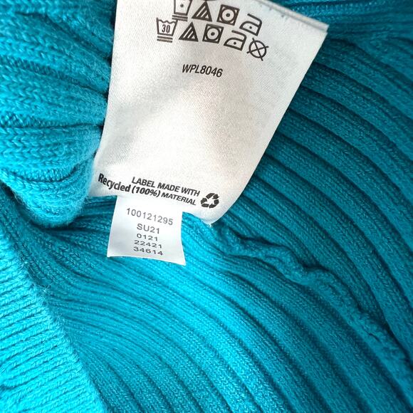 INC International Concepts Blue Ribbed Stretchy Tank Top LG - Picture 7 of 8